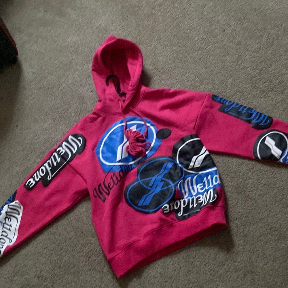 Pink designer Well Done hoodie